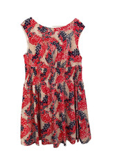 Jessica Simpson Confetti Mini Dress Smock Waist White Red Blue Women Pockes 16 W