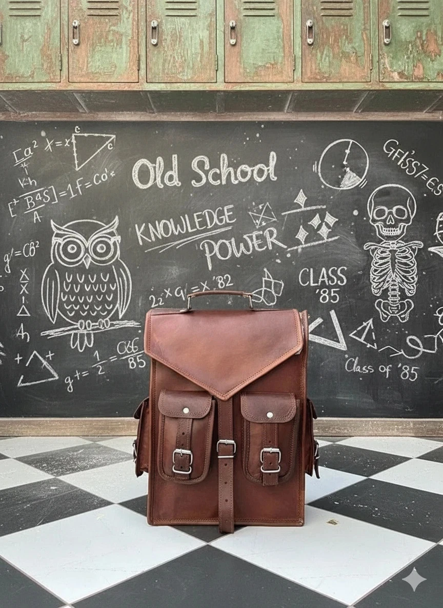 Genuine Goat Leather Backpack Men's Travel Rucksack