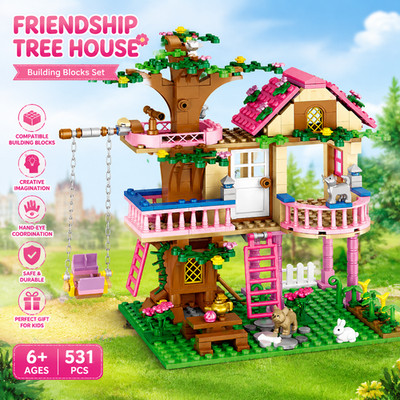 Mädchen Baumhaus Bausteine Prinzessin Schloss Steine Spielzeug Geschenk Straßenansicht Set