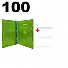 100 STANDARD Clear Dark Green Color Single DVD Cases & 100 Matte Inserts