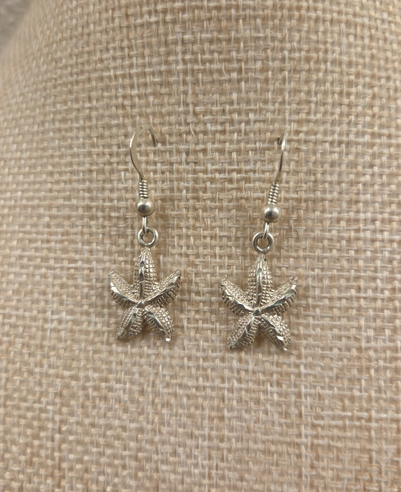 Vintage Solid Sterling Silver Starfish Dangle Ear… - image 2