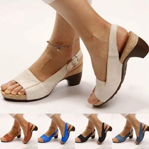 Open Toe Ladies Womens Light Wedges Summer Comfy Cushioned Sandals Shoes - Picture 6 of 19