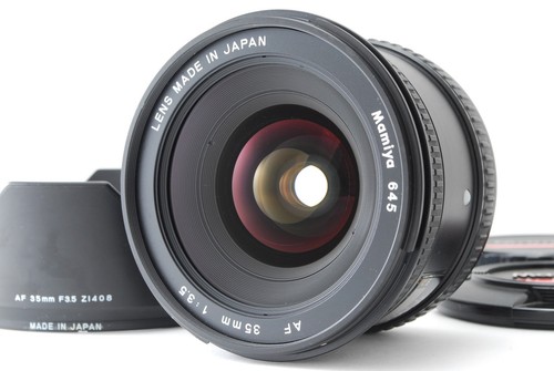 Mint Mamiya 645 AF 35mm f/3.5 Wide Angle Lens w/Shade Front, Rear Cap from Japan - Picture 2 of 8