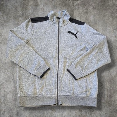 Puma Herren Sportjacke mittelgrau Retro bestickt durchgehender Reißverschluss