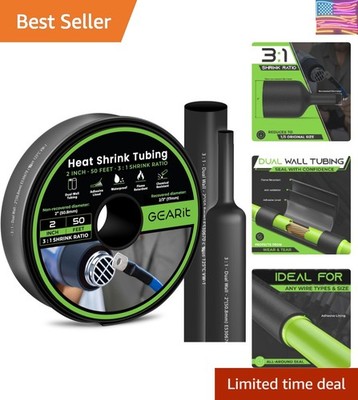 2 inch Heat Shrink Tubing - 3:1 Ratio Adhesive Lined, Marine-Grade Waterproof...