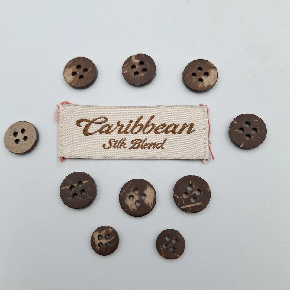 Caribbean Hawaiian Shirt Full Set of 10 Coconut Shell Replacement Buttons - Image 2 of 3