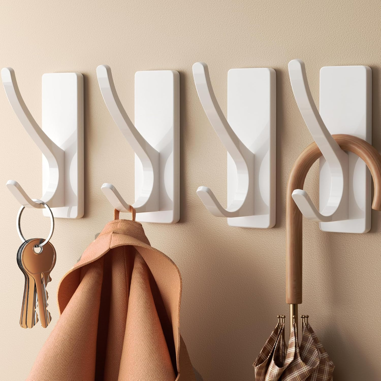 Self Adhesive Hooks, Sticky Hooks Extra Sturdy, Hanging up to 6KG, Metal Stainle