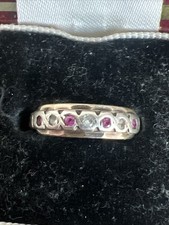 9 Ct Gold Silver Ruby Diamond Ring 