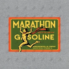 Vintage Marathon Gasoline Art Deco Metal Sign Running Man Pittsburgh #420193