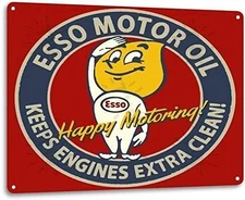 Esso Motor Oil Garage Motor Gas Station Auto Retro Wall  Tin Metal Signs 8x12