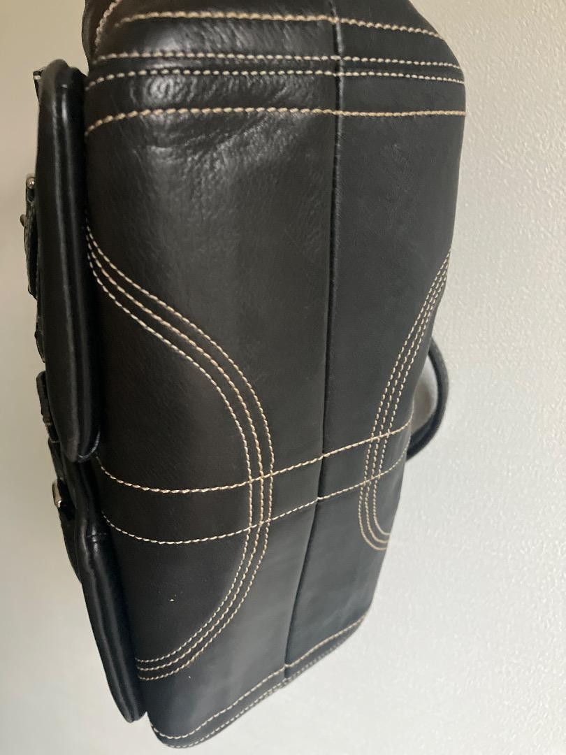 Excellent+] Coach 8A09 Black Handbag Soho Double Pocket Tote