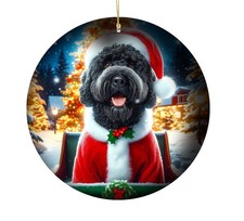 Portuguese Water Dog Christmas Tree Porcelain Ornament