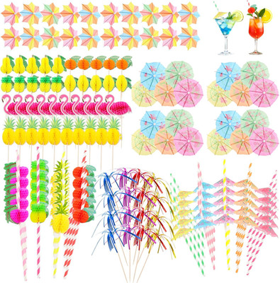 160 Stück Cocktail Deko Cocktail Schirmchen Zubehör Set Mit Strohhalme Flamingo