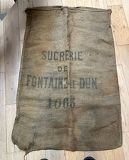 Sac toile jute sucre sucrerie glycophile ancien Chartreuse old sugar sack rare