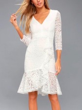 Lulus Make Time For Me White Lace Midi Dress/code046