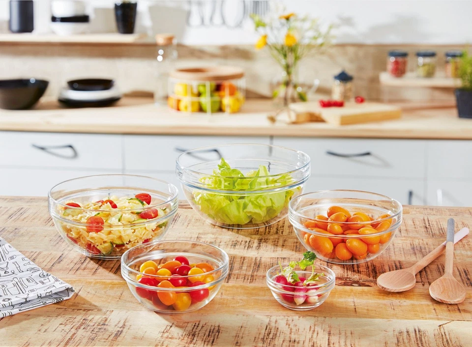 Juego de 10 cuencos apilables, vidrio, 1, transparente Foto 2 de 4