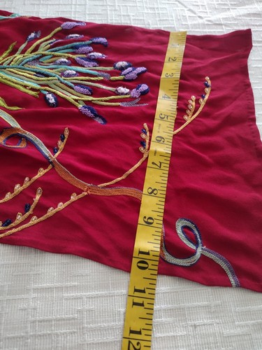 Sciarpa artistica in fibra di fico volante floreale ricamata a mano con perline in seta - Foto 9 di 10