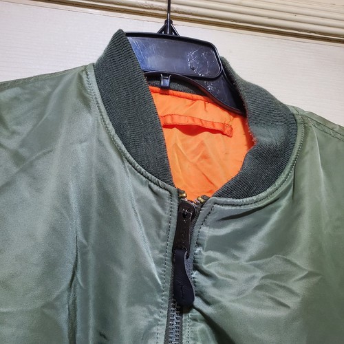 Alpha Industries Jacket Men Larggge Black Orange MA 1 Bomber Flight MIL-J-82790J - Picture 8 of 22