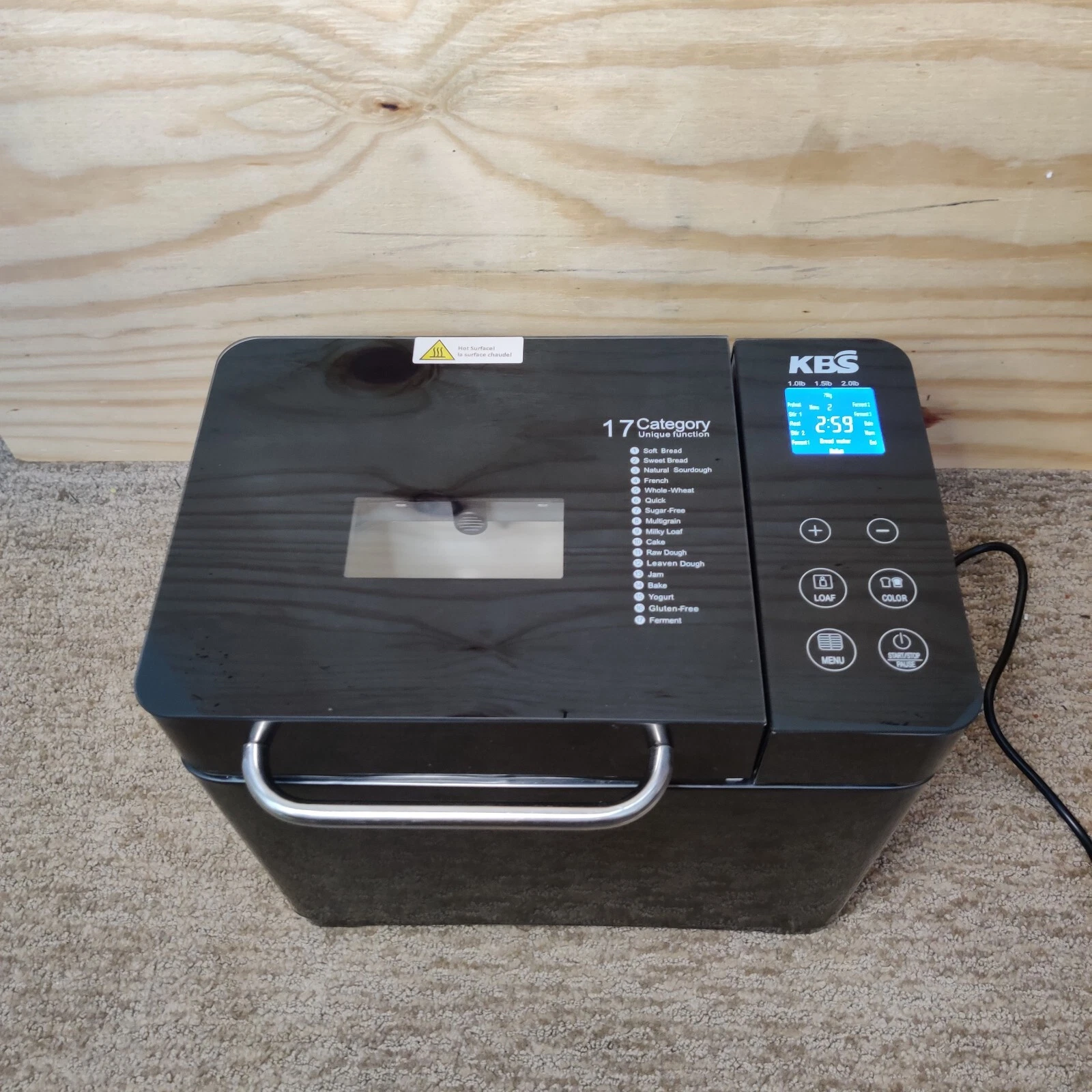KBS 17-in-1 Bread Maker Machine with Dual Heaters - Black New without Box