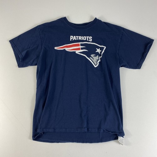 New England Patriots Graphic Shirt Majestic Size L Football NFL Dark Blue Mens