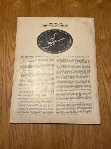 Rare BOB DYLAN John Wesley Harding - Music Guitar Piano Lyric Photos 1968 Book - Picture 8 of 10