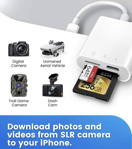Photo Exporter, SD Card Reader Adapter, Use With Apple Devices - Picture 3 of 6