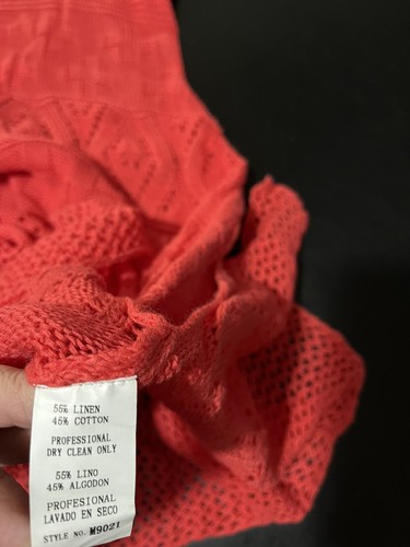 Monoreno Women's NWT Shirt Top Fuchsia Open Knit Tunic 3/4 Sleeve High Low Sz L - Picture 5 of 10