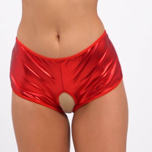 Slip bikini donna ecopelle booty pantaloncino aperto butt mutandine hipster mutandine - Video 1 di 1