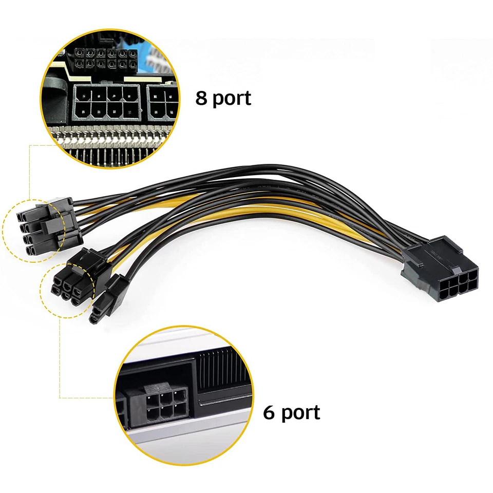 L28 8 pin PCIe auf 2x 8pin (6+2) Grafikkarte Stromkabel PCI-Express Adapter 25cm - Bild 4 von 4