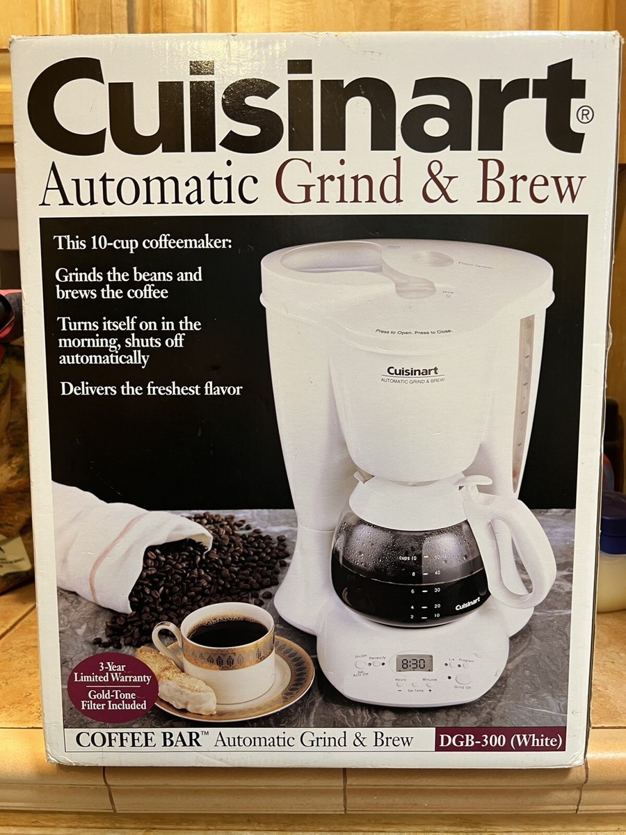 Cuisinart DGB-300 White Automatic Grind Brew 10-Cup Coffeemaker