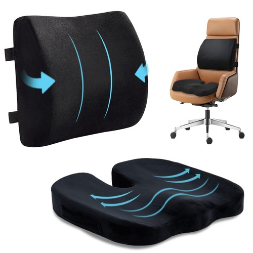 Seat Cushion and Lumbar Support Pillow for Office Chair, Memory Foam Car Seat...