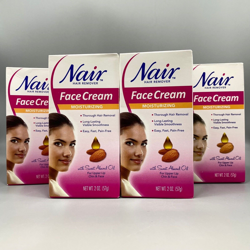 Nair Face Cream Moisturizing Hair Remover with Sweet Almond Oil 2oz 4PK