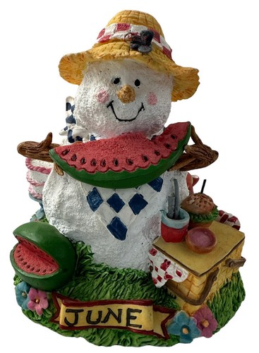 Simson 12 Month Snowman Resin June Watermelon Summer Simson Giftware Decor