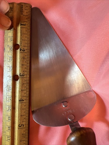 Vtg EKCO Pie Cake Server Stainless Steel Brown Wood Handle USA Kitchen Utensil - Picture 11 of 12