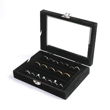 7Slot Ring Jewelry Organizer Box Rings Display Storage Case with Clear Lid