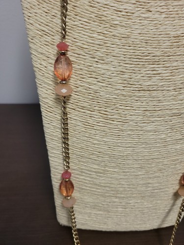 Vintage Erica Lyons Stunning Chunky Gold Tone Statement Necklace w Pink Facet - Picture 6 of 9