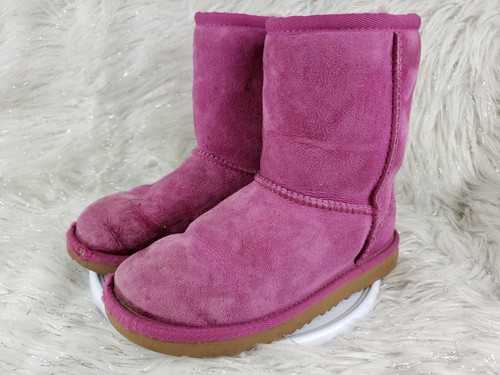 UGG Pink Fuchsia Purple Fur Lined Suede Casual Boots Boots Big Girls Size 1  | eBay