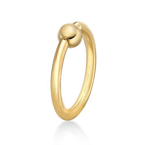 16 Gauge Universal Captive Bead Hoop Ring for Women in 14k Yellow Gold - 1.2 mm - 第 2/6 張圖片