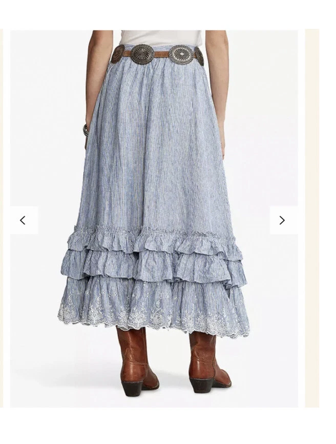 lauren ralph lauren denim tiered maxi skirt