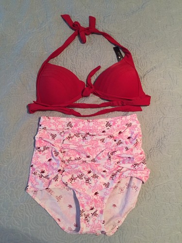 Angerella Damen Vintage hoch tailliert Bikini Größe 10-12 neu mit Etikett - Bild 1 von 4