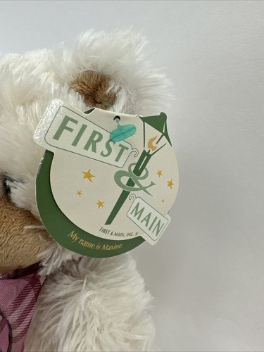 First and & Main "Maxine" #1414 Sitting Teddy Bear Purple Bow Furry Plush 7" - Picture 5 of 8