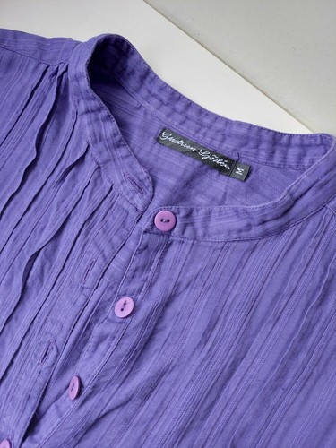 Gudrun Sjoden Blouse M Purple Relaxed Shirt Long Sleeve Buttons Top Tunic - Picture 6 of 8