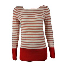 ANN TAYLOR LOFT Red Pink White Striped Sweater Womens Size S Small
