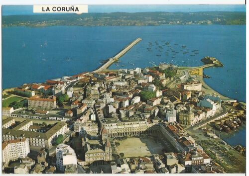 A Coruña Spanien, Vintage-PC, Region Galicien, teilweise Küstenansicht - Bild 1 von 2