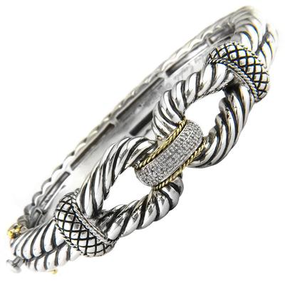 Andrea Candela 18k Gold & Silber Twisted Cable Diamond Armreif Armband ACB75/11