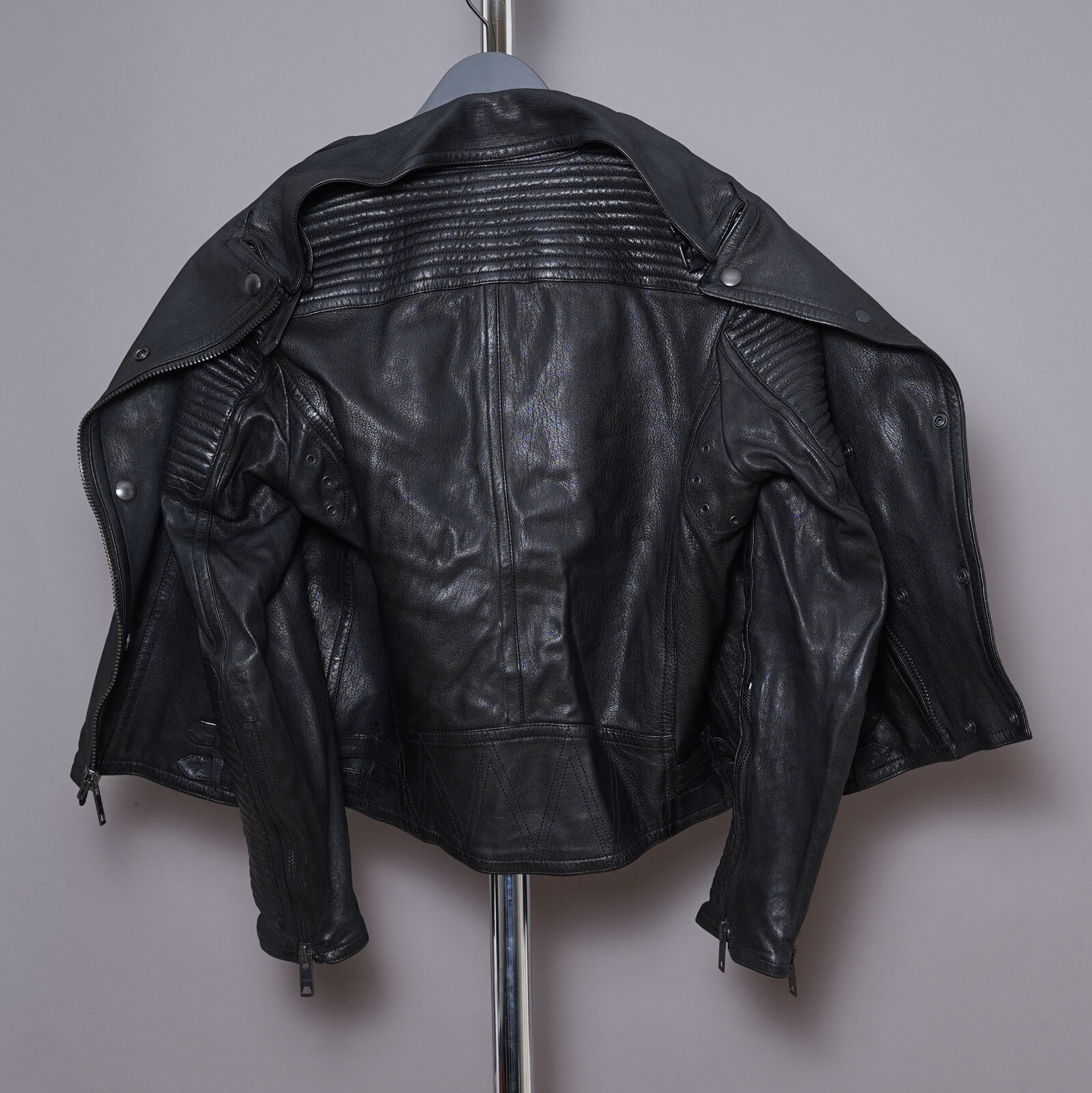 BURBERRY Leather Jacket LARGE Mens Black Brit Biker Runway Prorsum L Grail thumbnail 21