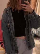 Womens H&m Ripped Denim Jacket Size S-m