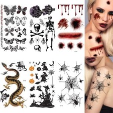 Supperb 6-pack Halloween Temporary Tattoo Dragon Spider Butterfly Tattoos