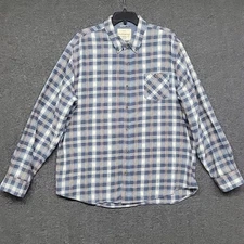 Weatherproof Vintage Gray/Blue Plaid Flannel Shirt Size XXL Full Button Front 