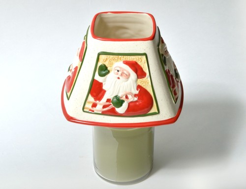 Yankee Candle Large Jar Ceramic Santa Claus Shade Topper 4 Sided Christmas Lot 2 - Picture 2 of 8